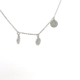 14k White Gold .35ct G SI1 Round Pave Diamond Disc Necklace